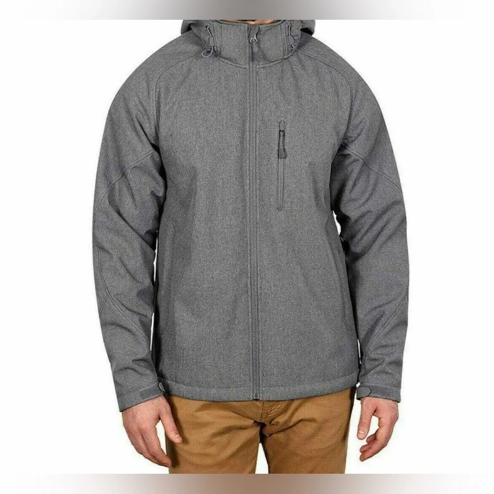 Kirkland Signature Mens Fleece Lined Softshell Jacket (Grey Heather, Medium) NWT